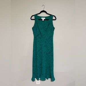 VTG 90s Floral Sleeveless Midi Dress Medium Empire Waist Mermaid Babydoll Fairy